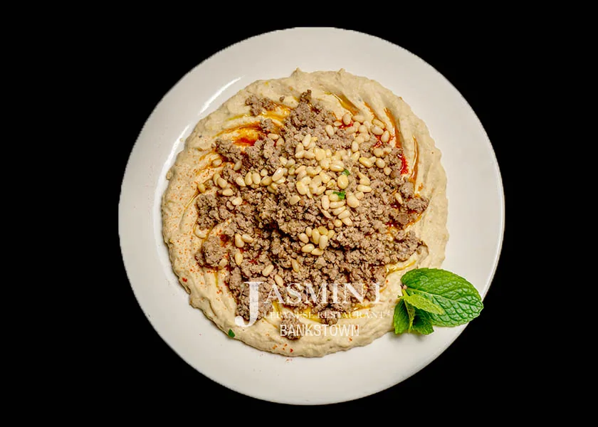 Hommous with Meat at Jasmin 1 Bankstown