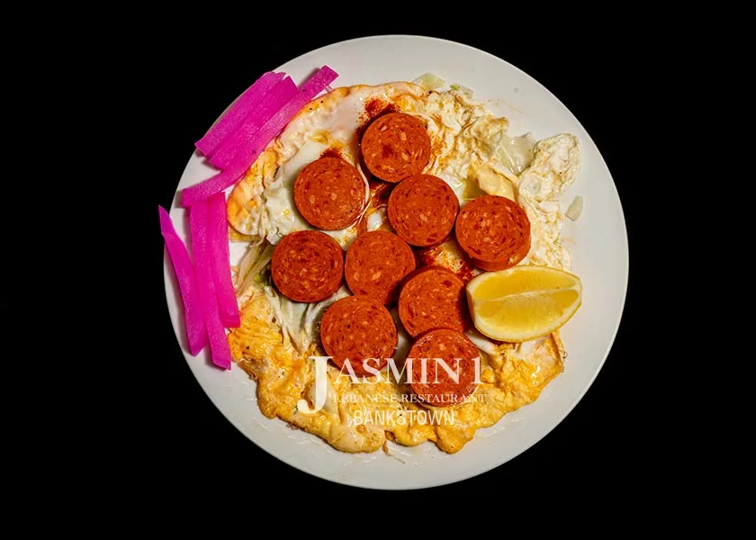 Scrambled Eggs with Sujuk at Jasmin 1 Bankstown