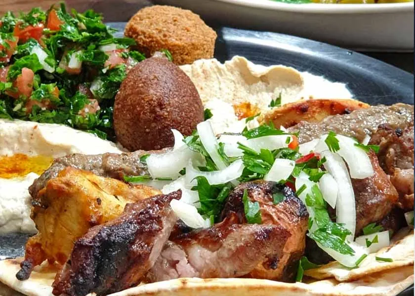 Lebanese mixed plate served at Jasmin 1 Bankstown