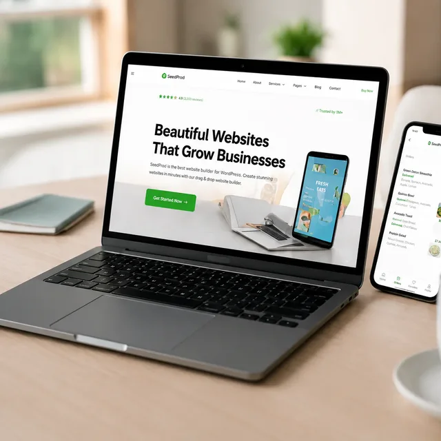 Grow Leads responsive website design displayed on a laptop and phone